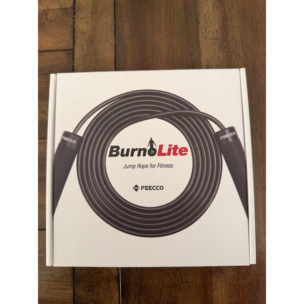 FEECO BurnLite Jump Rope Fitness Adjustable PVC Covered Steel Speed Rope Black
